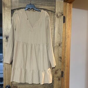 Beige Long Sleeve Dress